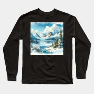 Winter Mountain Lake Long Sleeve T-Shirt